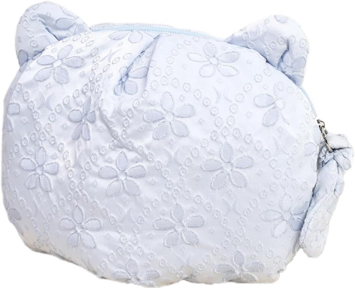 Make-up tassen met kattenpatroon voor reizen, mini draagbare opbergtas voor vrouwen en meisjes, ideaal voor cosmetica en accessoires (blauw)