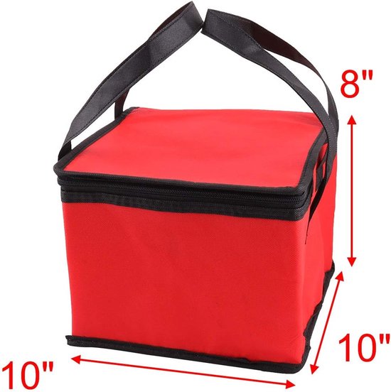 Koeltas - Lunchtas - Boodschappen Koelen - Ritssluiting - 25x25x20 cm - Rood — afbeelding 3