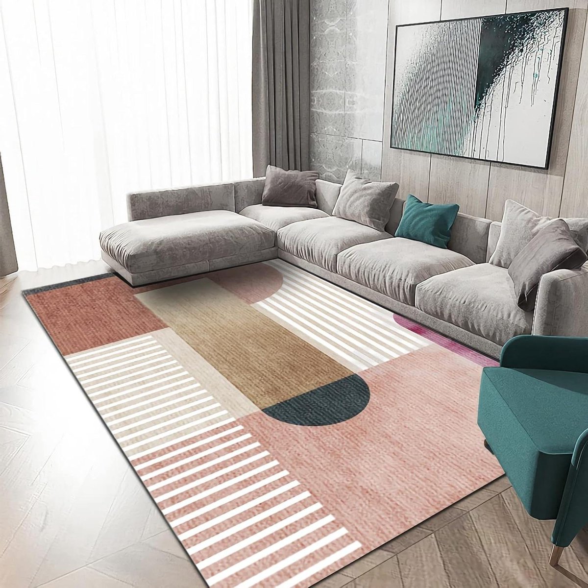 Vloerkleed Geometrisch - Zachte Vloerbedekking - Woonkamer Decoratie - Hoge Dichtheid Poly