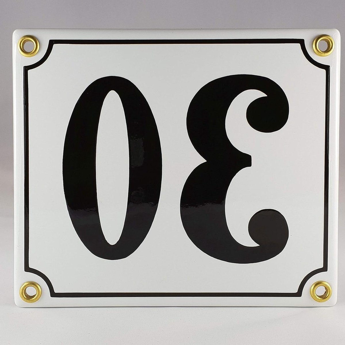 Huisnummer - Nummerbord - Huis Markeren - Handgemaakt Emaille - 12x14cm - Zwart Wit