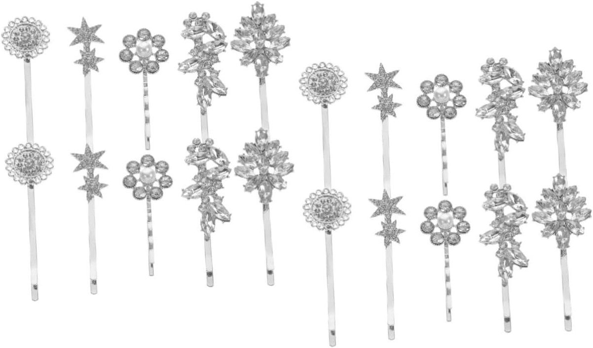 Haarspelden Set - Strass Speldjes - Feestelijk Haar - Met Diamanten Bezaaid - 20 Stuks - Zilver