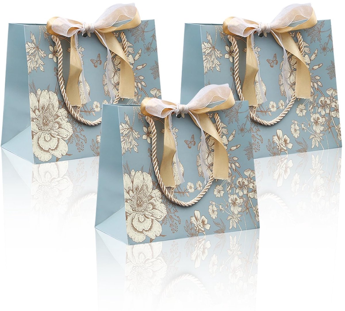 Innovra - Dailygoods - Set van 3 Medium Geschenkzakjes met Bloemenprint