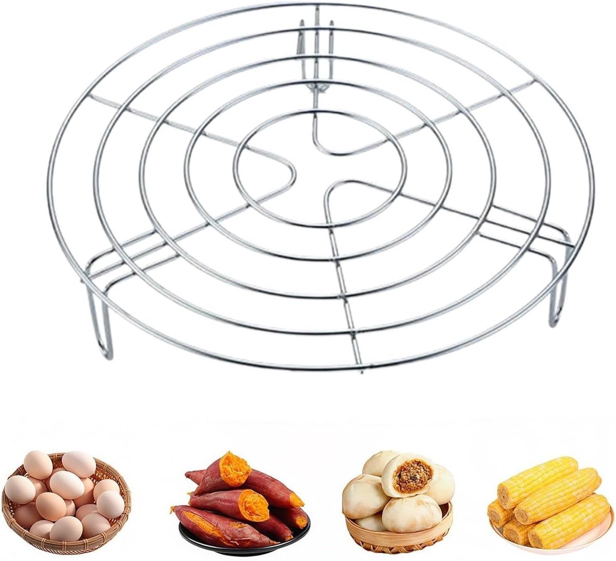 Stoomframe Roestvrij Staal - Afkoelrooster Keuken - Gelijkmatig Koken - Versterkte Driehoekige Basis - 235 x 55 cm - Zilverkleurig