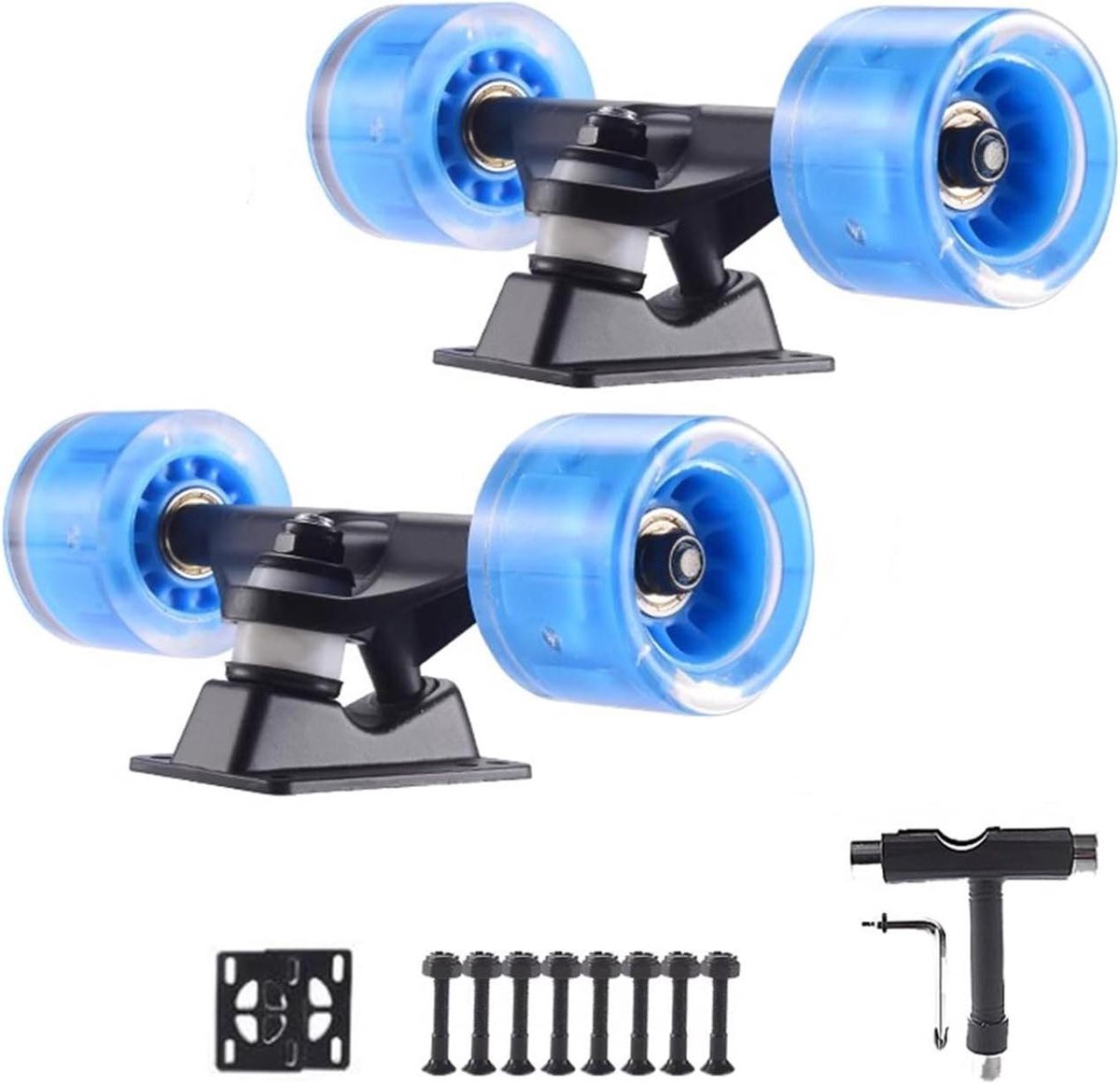 Skateboard Onderdelen Set Wielen en Trucks Straat Cruisen LED Flash Wielen 60mm Wielen 5 Inch