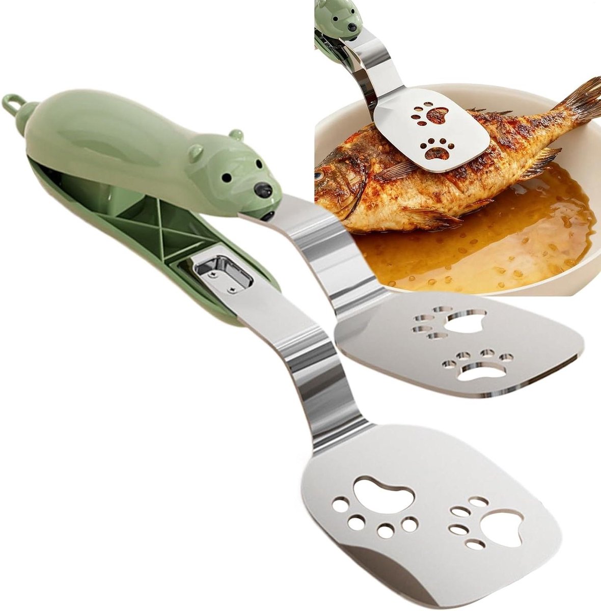 Grilltang RVS - Keukentang Serveertang - Voedsel Bereiden - Hittebestendig Handvat - 24 cm - Groen