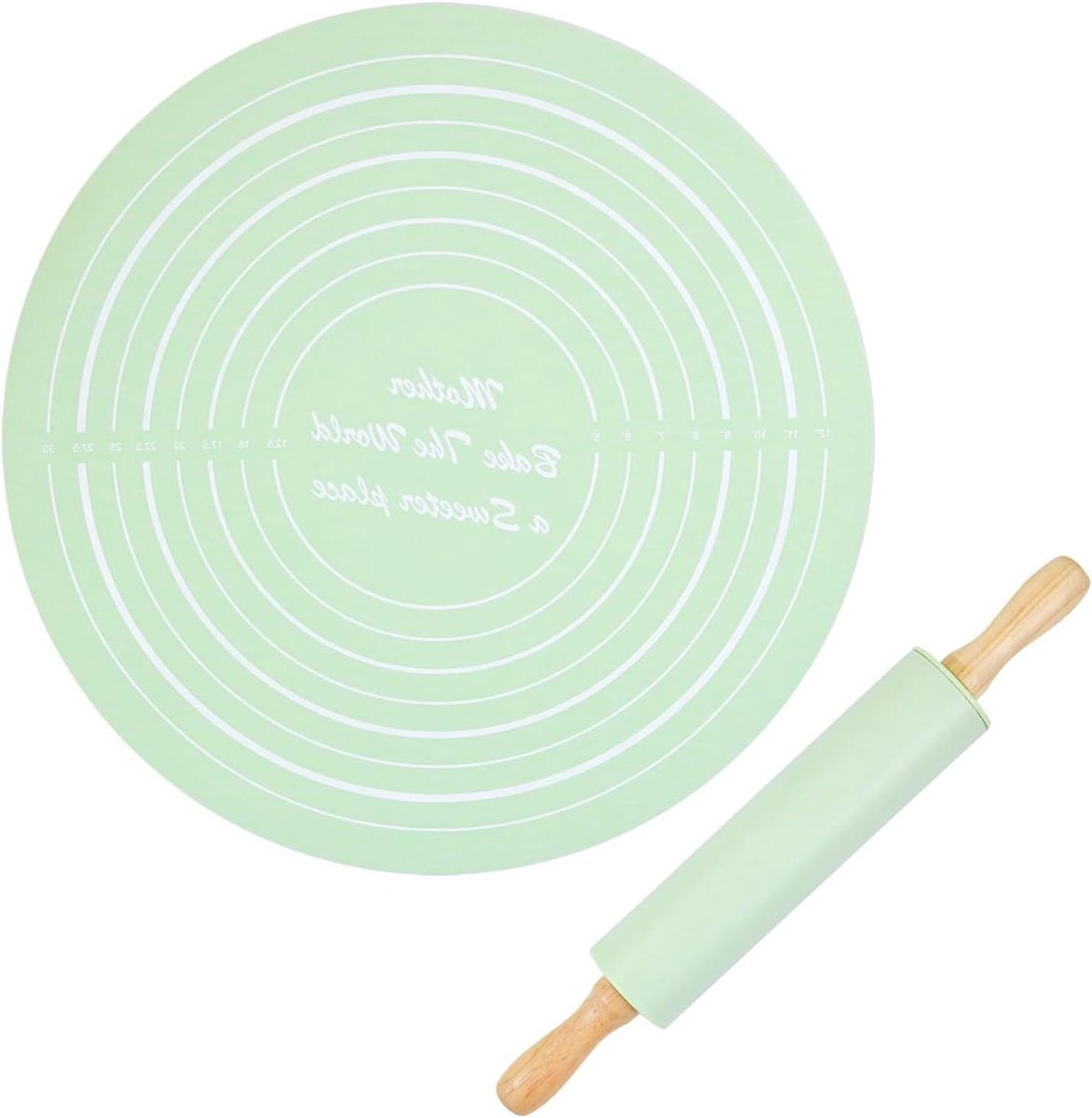 Deegroller Bakmatset - Bakbenodigdheden - Bakken en Koken - Antiaanbaklaag - 33.6 cm - Groen