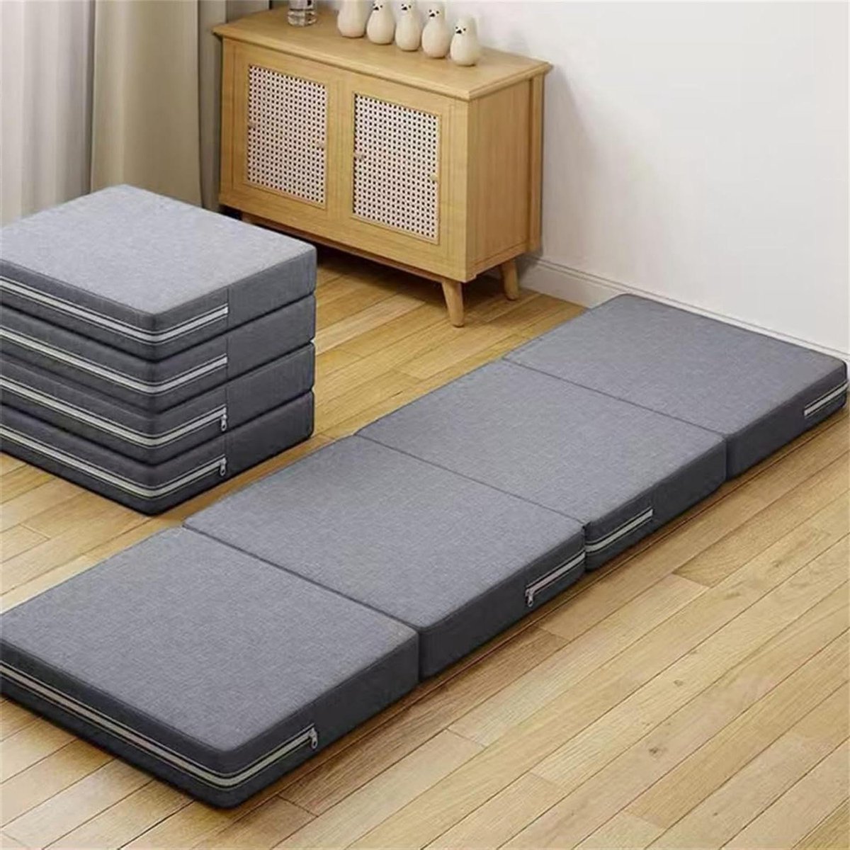 Vouwmatras Traagschuim - Draagbare Mat - Reizen Kamperen - Wasbare Hoes - 80 x 200 cm - Grijs