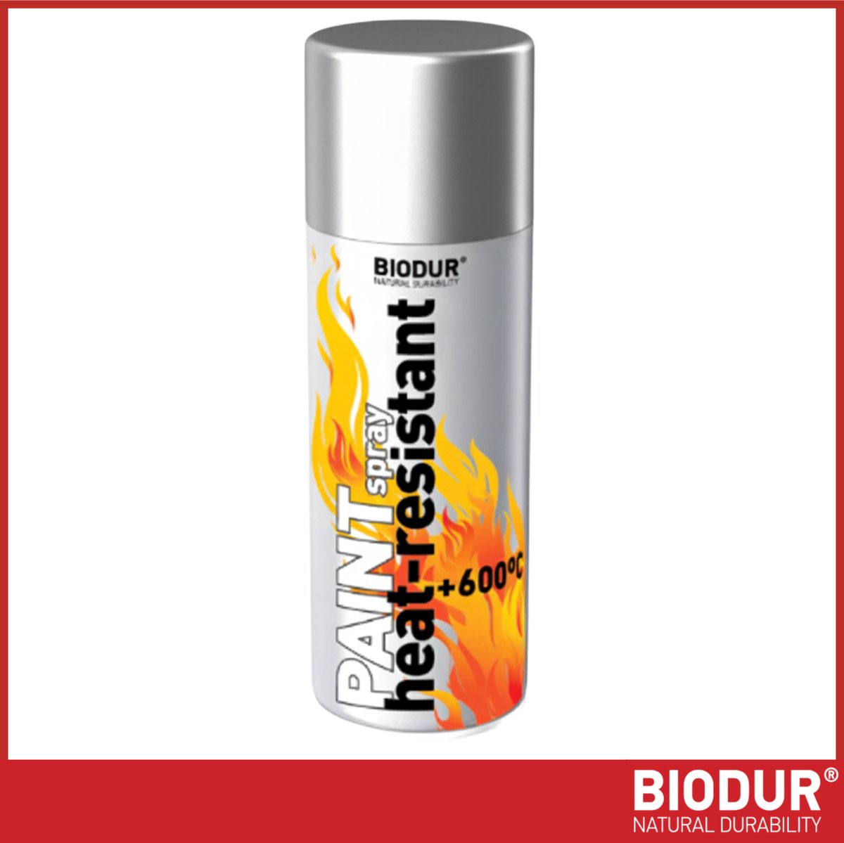 BIODUR Hittebestendige Siliconen Spuitverf - Zilver - 400ml - Tot 600°C - Anti-roest - Weersbestendig - Binnen/Buiten