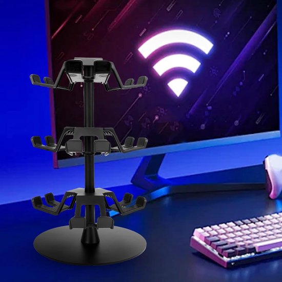 Controller Standaard - Accessoirehouder - Gaming Setup Organiseren - 360 Graden Draaibaar - 3 Lagen - Zwart — afbeelding 4