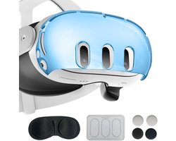 VR Helm Beschermhoes Set Voor Meta Quest3 VR Headset Beschermhoes Lens Stofbeschermer Screen Protector Rocker Cap (Blauw)