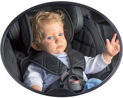 Baby Achterbank Spiegel - Autostoel Spiegel - Veilige Autoritten - 360 Graden Verstelbaar - 25 x 20 cm - Zwart