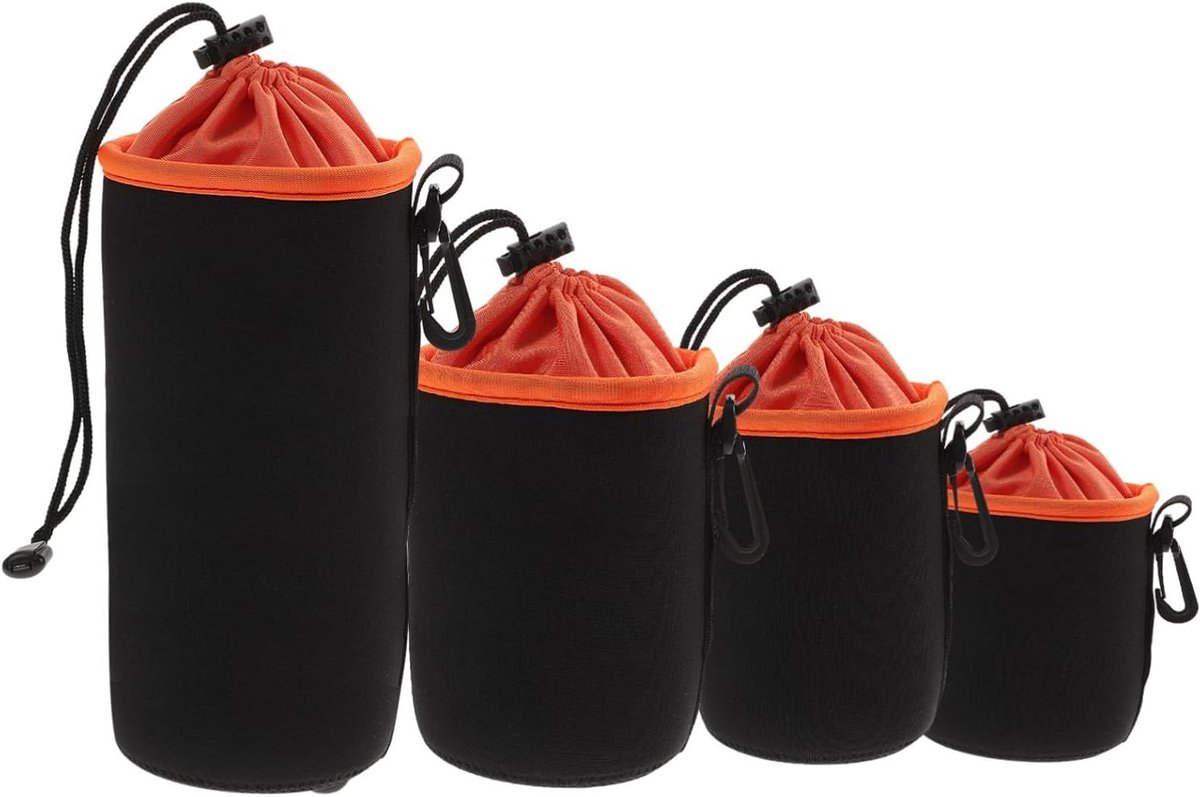 Lenstassen Set - Opbergzakken - Camera Bescherming - Waterdicht Ontwerp - 4 Stuks - Oranje