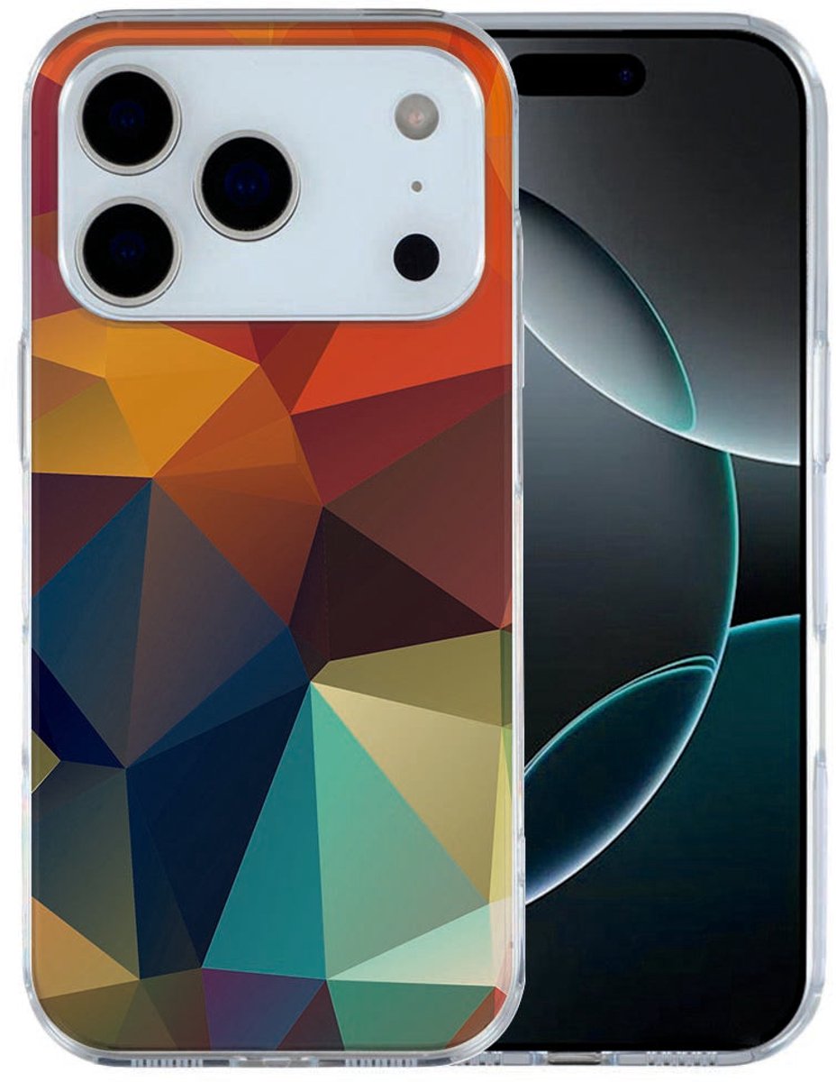 iPhone 17 Pro Max Hoesje Polygon Color – Modern TPU Cover met Geometrische Vlakken