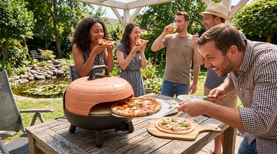 NIEUW - Pizzaoven voor grote pizza’s met originele chamotte pizza stenen en keramische koepel. Met de bijgeleverde grillplaat is het ook een perfecte grill. INTRODUCTIE AANBIEDING: incl. gratis een gasslang, een Infra-rood therm. en een pizza-schep van Merkloos — afbeelding 5