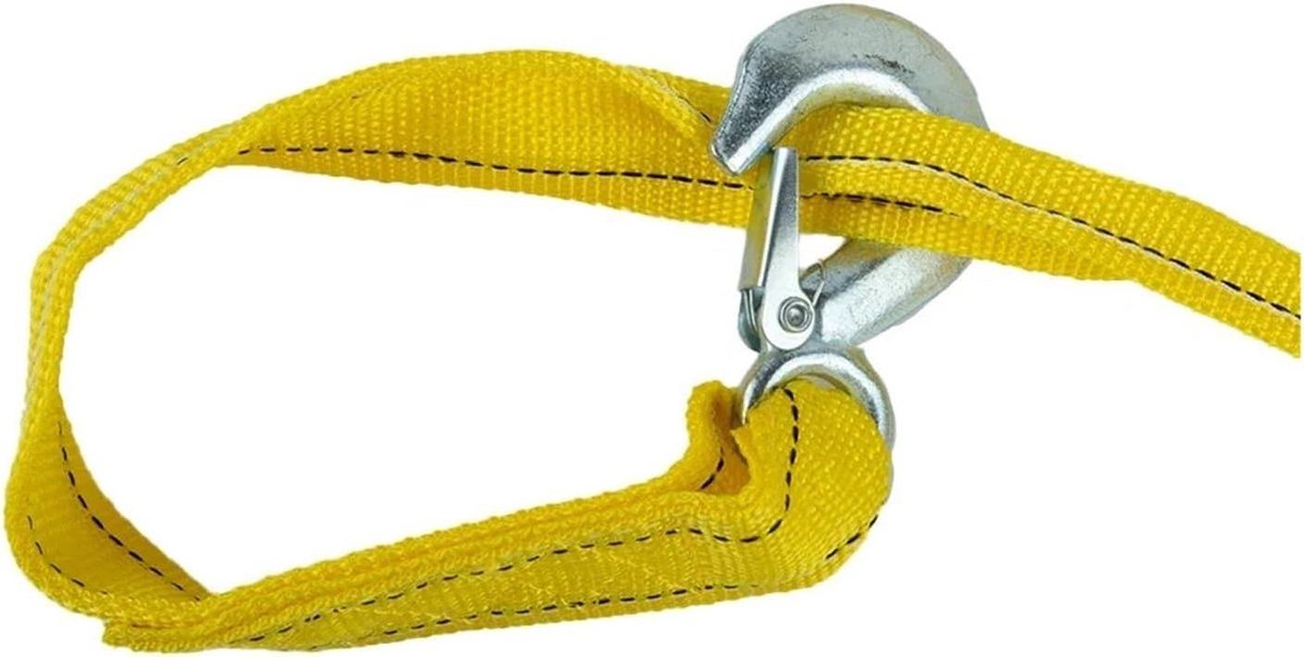 Sleepkabel 2 stuks - Zware trekband - Voertuigen bergen - Verstevigde haak - 3 meter 3 ton - Geel