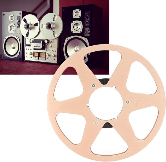 Lege Spoel - Tape Haspel - Geluid Opnemen - 6 Gaten Ontwerp - 10.5 Inch - Goud van Merkloos — afbeelding 3