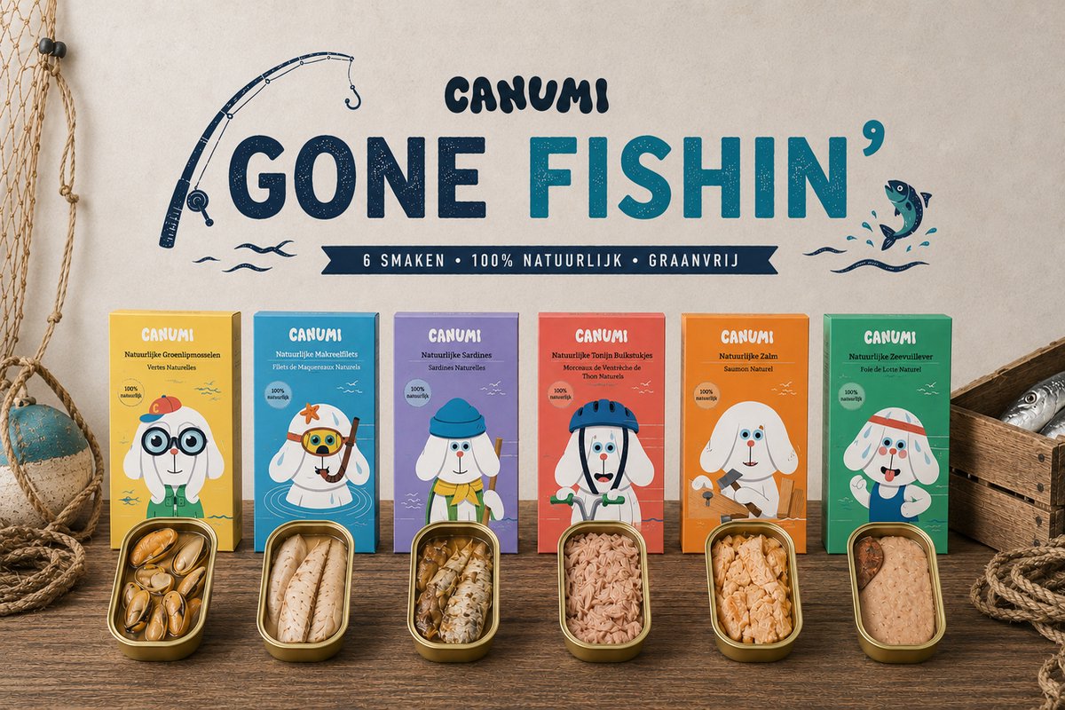 Gone Fishin' bundel - Canumi Proefpakket – 6x natuurlijke vis voor honden - in blik
