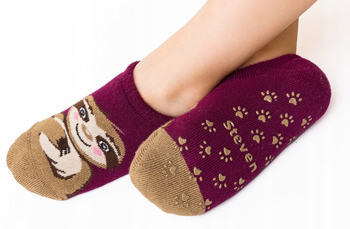 Antislip badstof sokken met ABS - Maat 20-22 - Bordo Leeuw