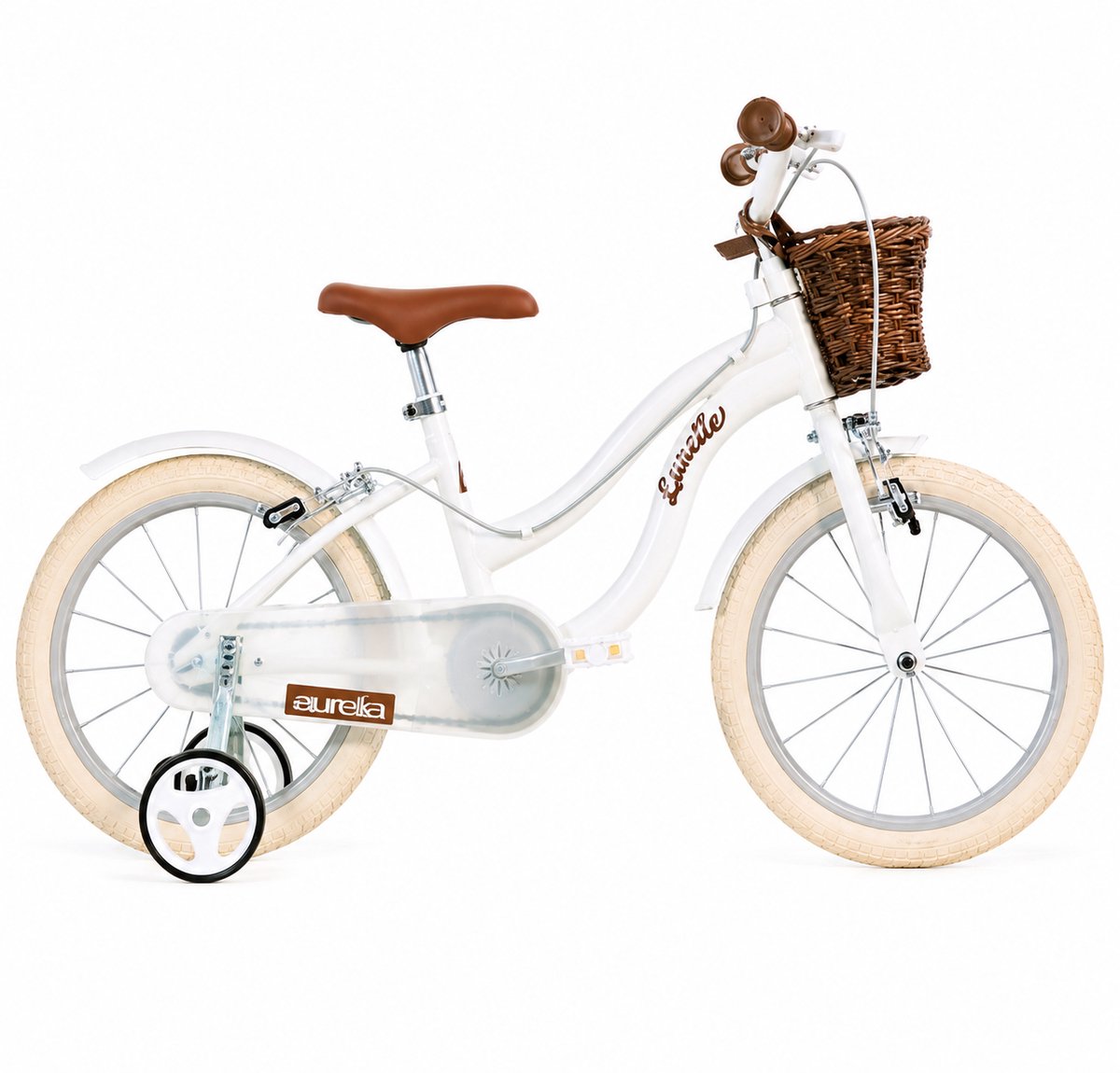 Dino Bikes Retro Kinderfiets 16 Inch Wit met Zijwieltjes – Meisjesfiets 4-7 Jaar