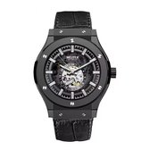Soraro Automatische Horloge Zwart | Waterafstotend | 44mm | Cadeau Giftbox | Leer | Rubber | Zwarte Band | Automatic Horloges | Automatisch Watchwinder | Herenhorloge