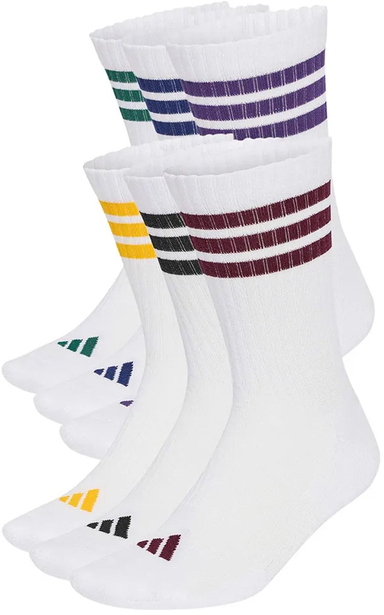Adidas 3 Stripes Essentials Cushioned Crewsokken 6 Paren Blauw
