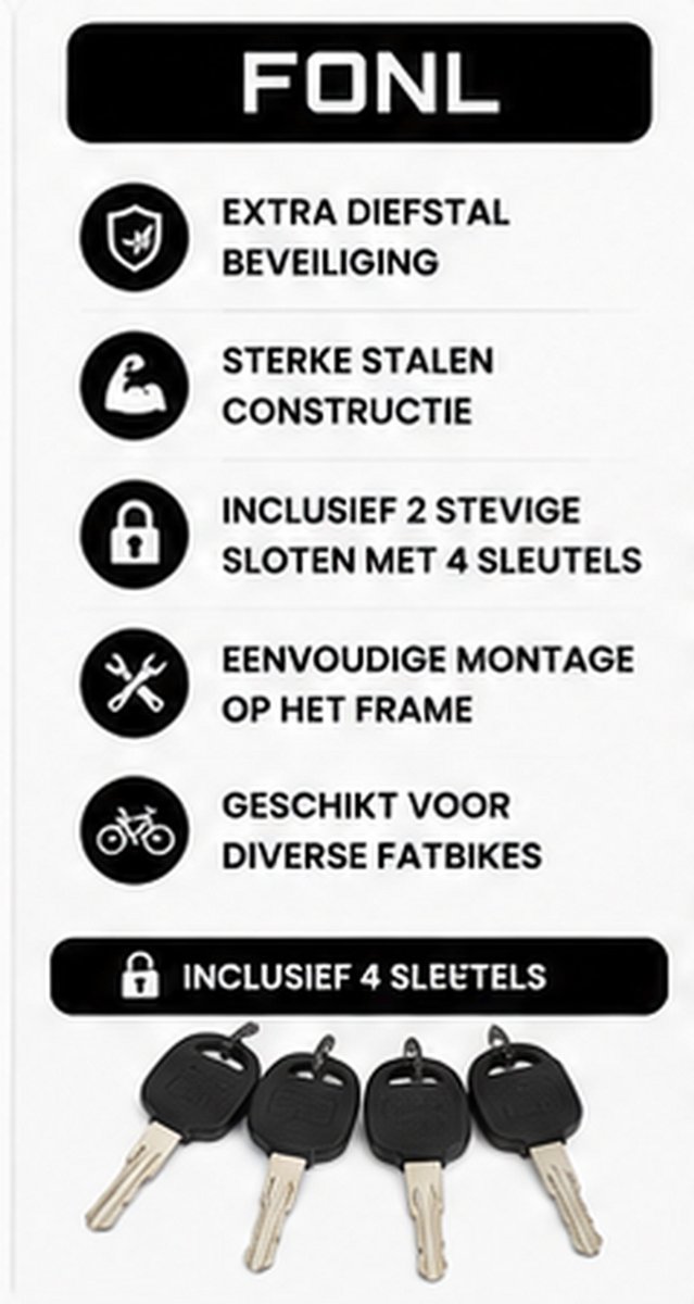 FONL - Batterijslot Voor Ouxi Fatbike V8 - H9 - C80 Fatbike Slot - Zwart - Accuslot — afbeelding 4