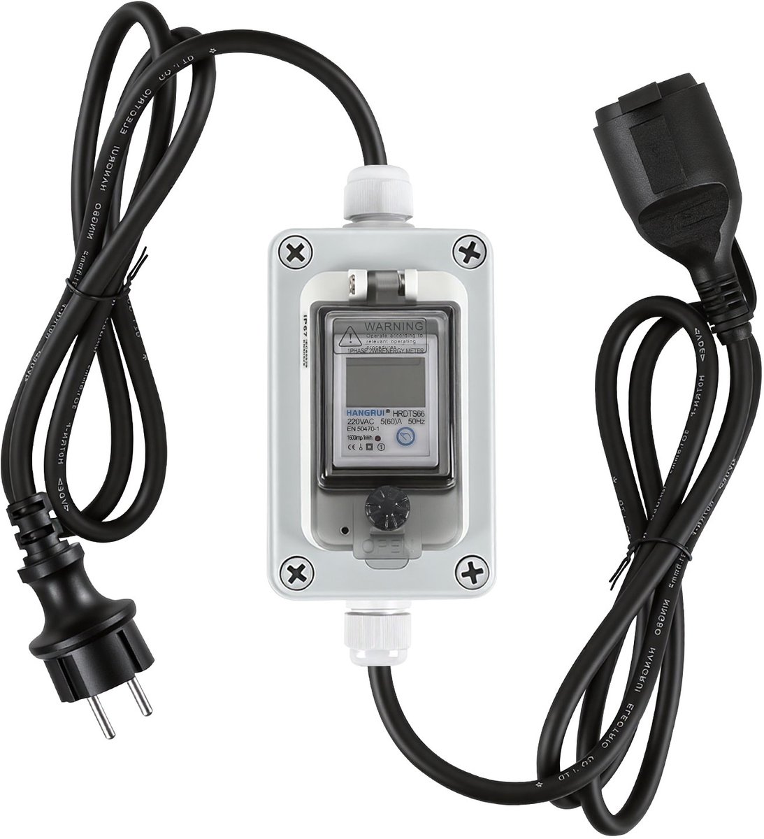 60A 230V kWh tussenmeter mobiele stroommeter met reset en stekker