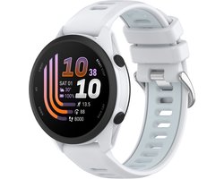 Stravo 22mm Quick Release Siliconen Sport Bandje – Geschikt voor Garmin Forerunner 255 / 265 / 935 / 945, Vivoactive 4, Venu 2 / 3 / 4 45mm, Samsung Galaxy Watch 3 45mm / Galaxy Watch 46mm en Huawei Watch GT 46mm – Tweekleurig Bandje – Wit / Blauw
