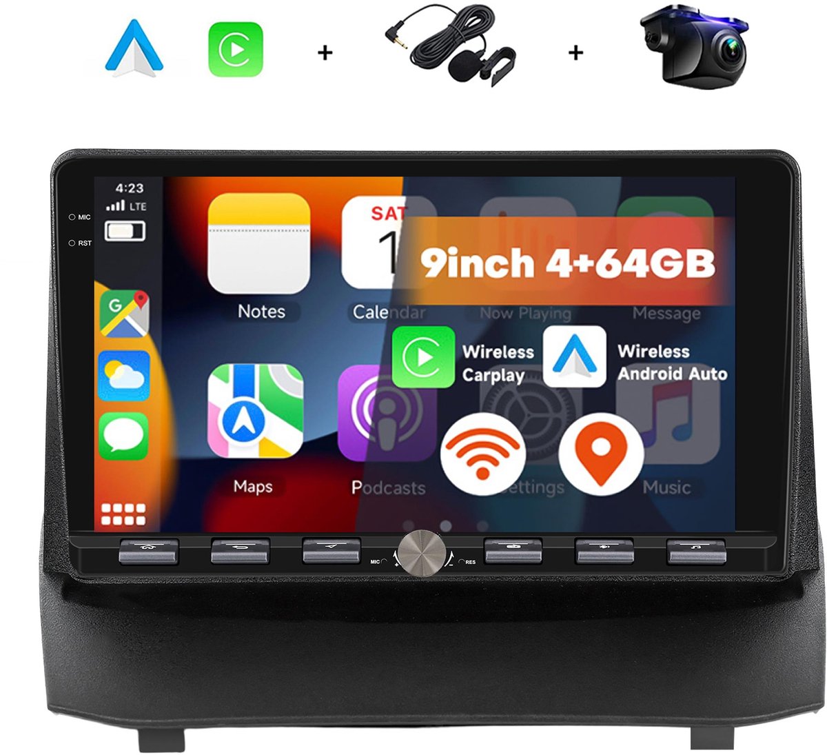 Boscer 2 Din Autoradio - Geschikt voor Ford Fiesta (2009-2014) - Draadloos Apple CarPlay & Android Auto - Vernieuwd Bedieningspaneel - 9 Inch HD Touchscreen - Android 15 - 4+64GB - WiFi, Bluetooth & USB - Camera & Microfoon