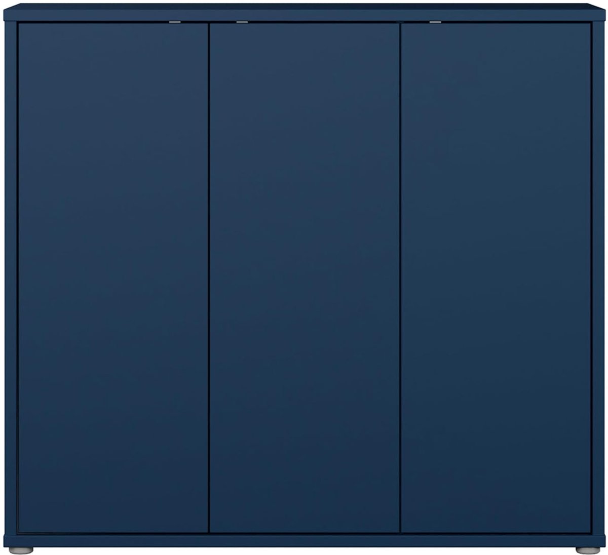 Schoenenkast 3-Deurs Modern Minimalistisch – House&Garden ALICE SPRINGS Hal Kast – Marineblauw Houtlook Opbergkast voor Schoenen – 109,2 cm Breed x 99,1 cm Hoog x 34,9 cm Diep – Flur & Gang Kast – Ruimtebesparende Design Schoenen Opberger