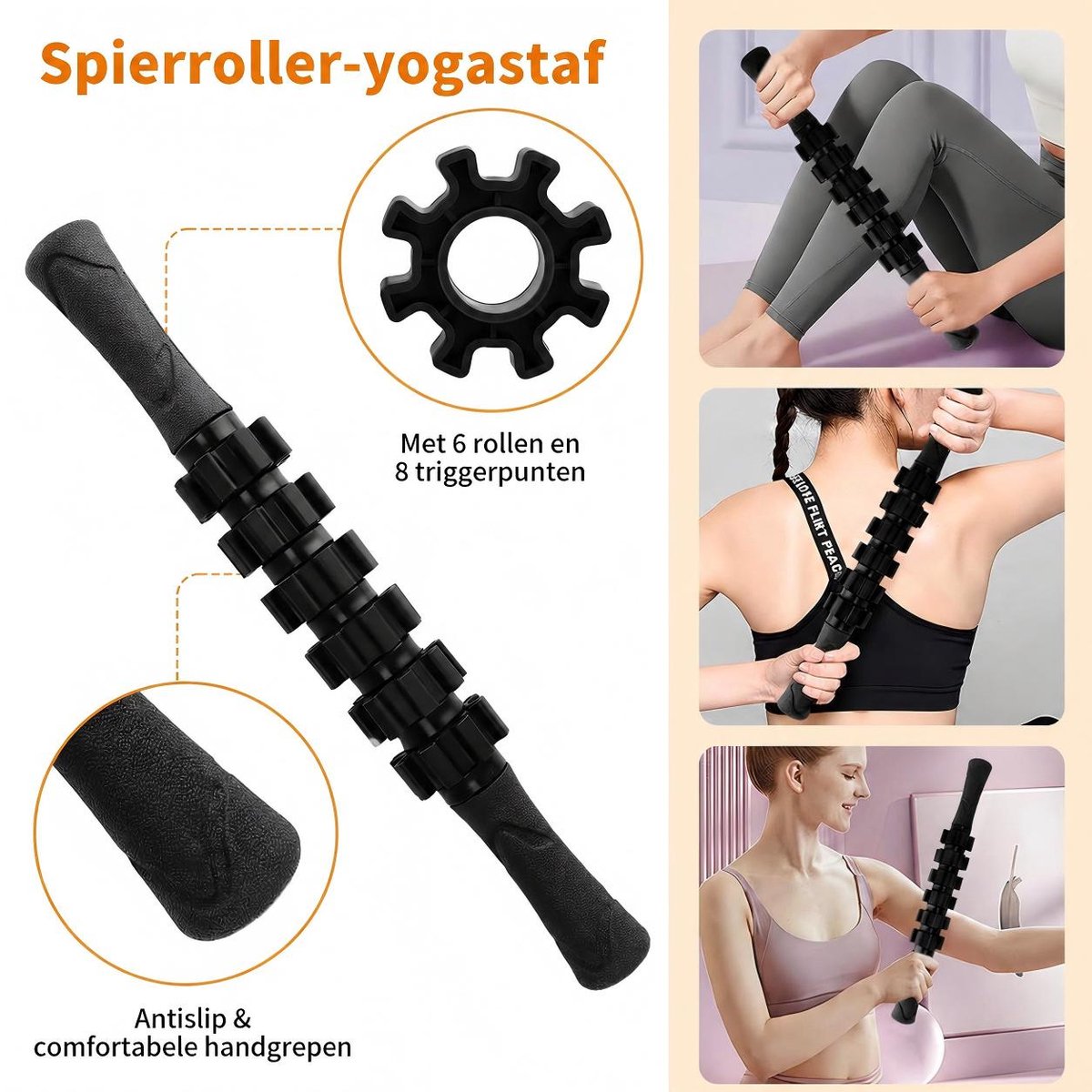 Foam Roller 10-in-1 set - 33 cm Massageroller met Massagebal voor Rug en Nek (belastbaar tot 120 kg) - Inclusief massagebal, massagestick en weerstandsbanden - voor verlichting van rug en nek, yoga, pilates, fitness, herstel en flexibiliteit thumbnail 2