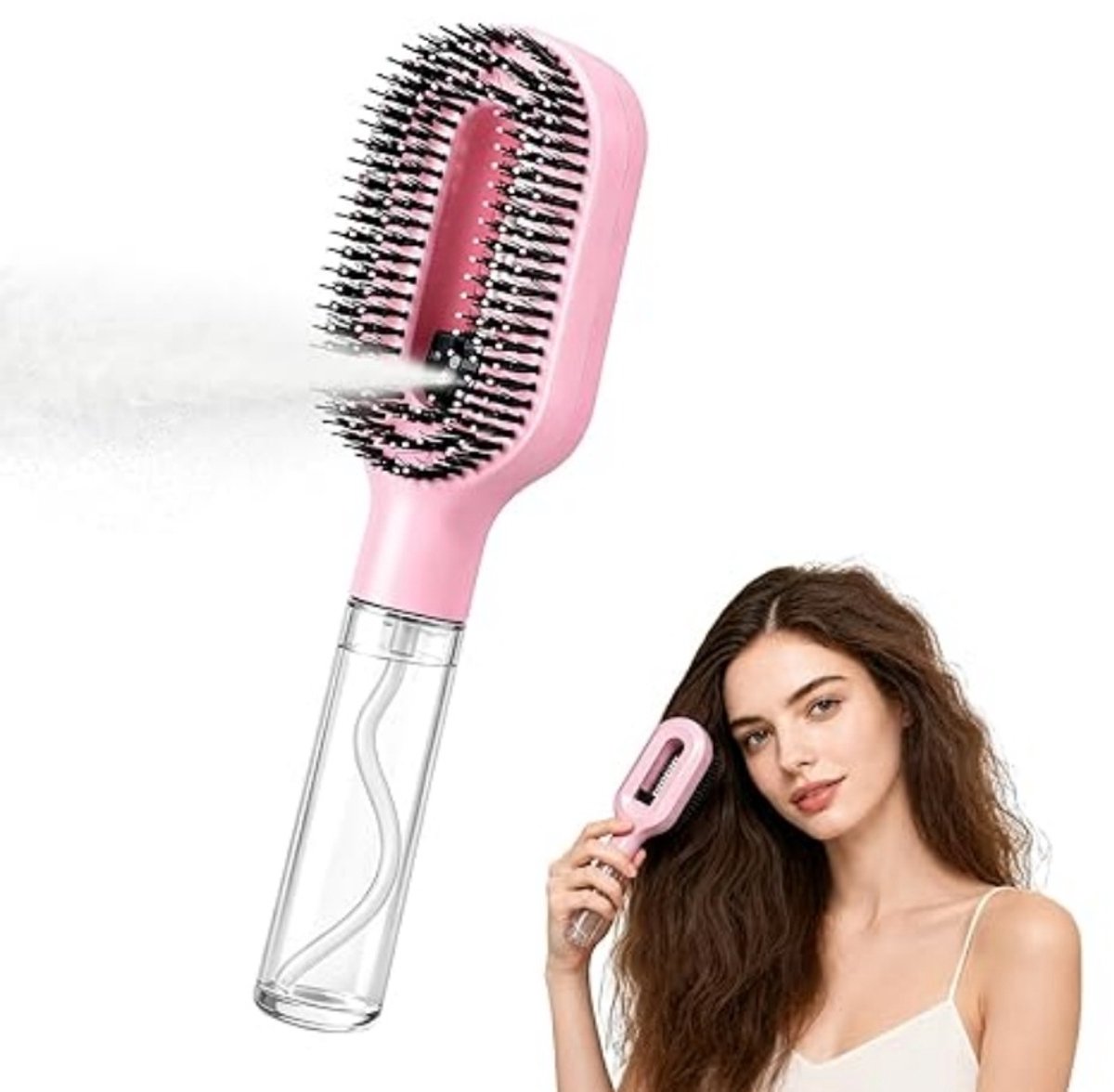 2-in-1 anti-klitkam – Geschikt voor nat en droog haar (krullend, golvend en steil) – Anti-klit- en anti-frizzkam – met waterreservoir (55 ml)