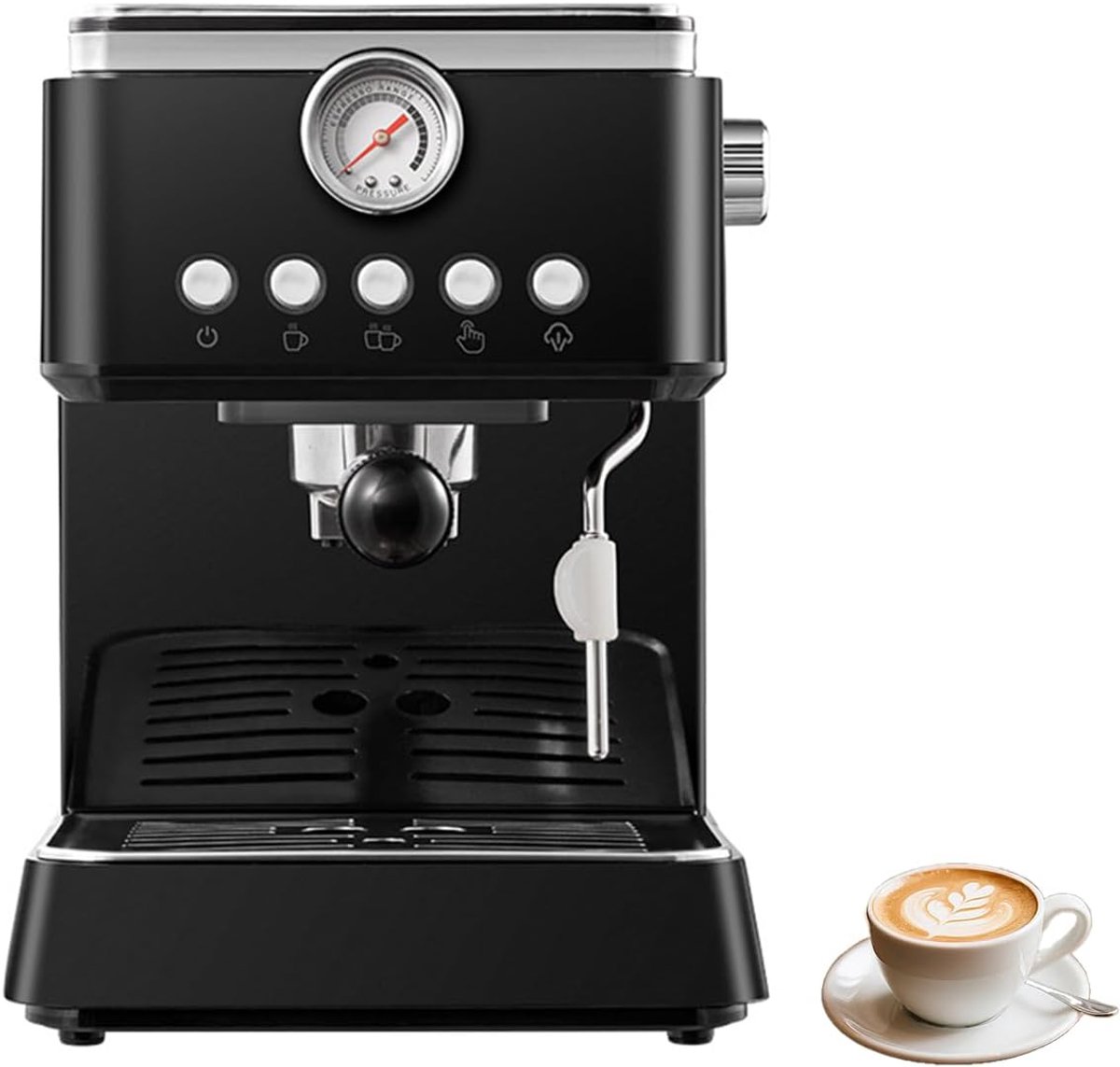Espressomachine - Meerdere standen en nauwkeurige temperatuurregeling - Ideaal voor thuisbarista's - Uitgerust met stoomfunctie - Zwart