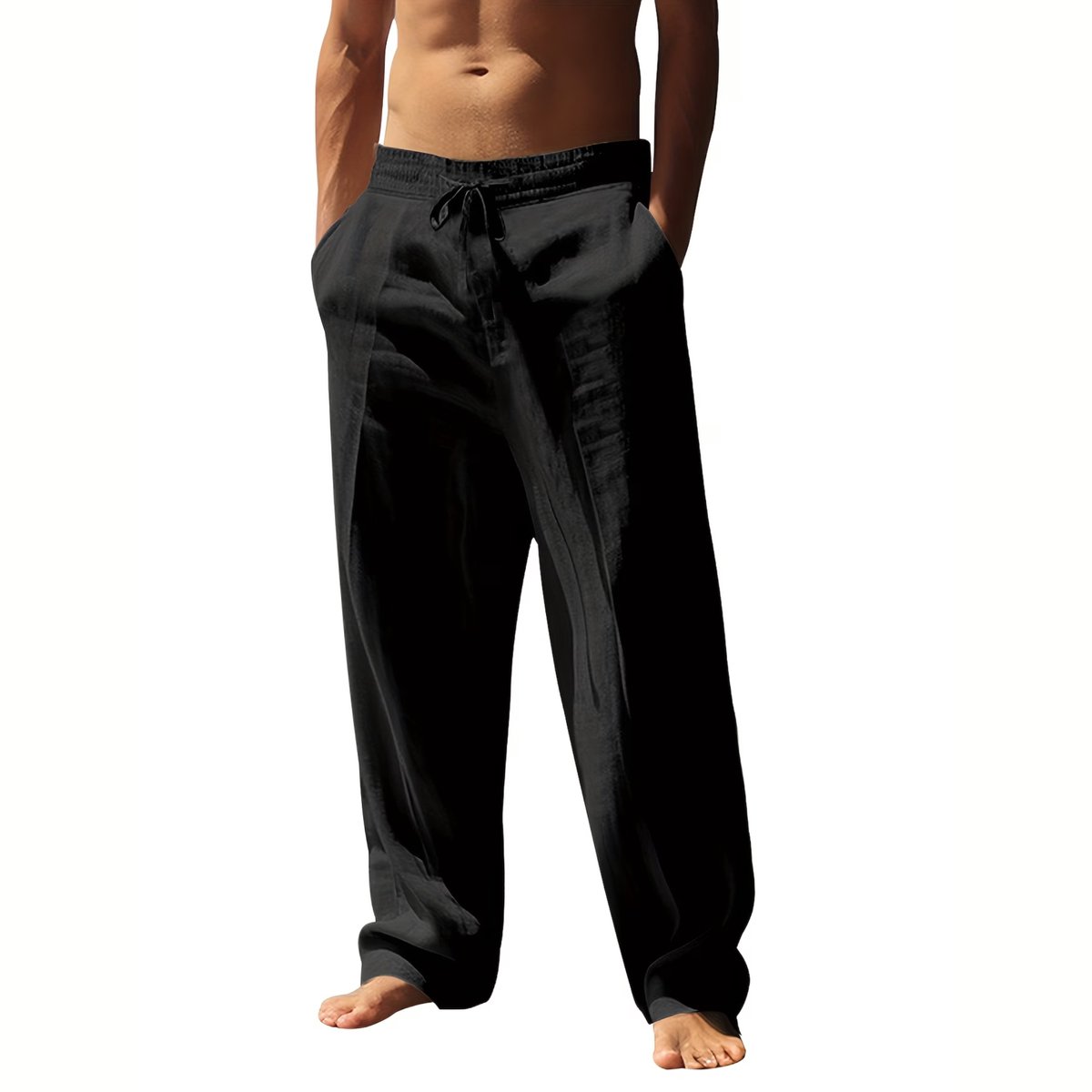Currero Linnen Broek Heren - Zomerbroek - Volwassenen - Lange Broek - Pantalon - Strandbroek - Zomer - Ibiza Stijl - Zwart XL