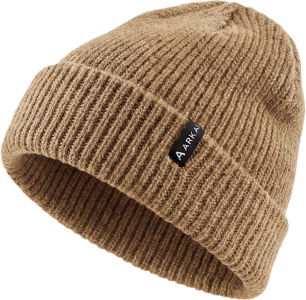 Nordic | Rookbruine geribde beanie in vissersstijl