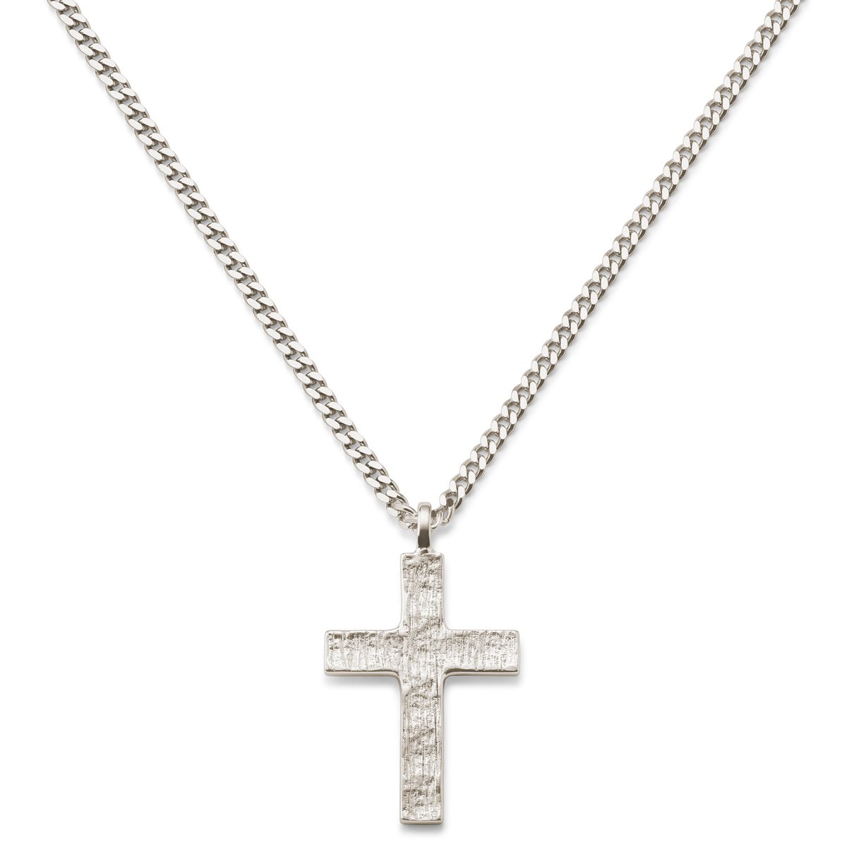 Rustic | Ketting met kruishanger van ongecoat ruw 925 sterling zilver