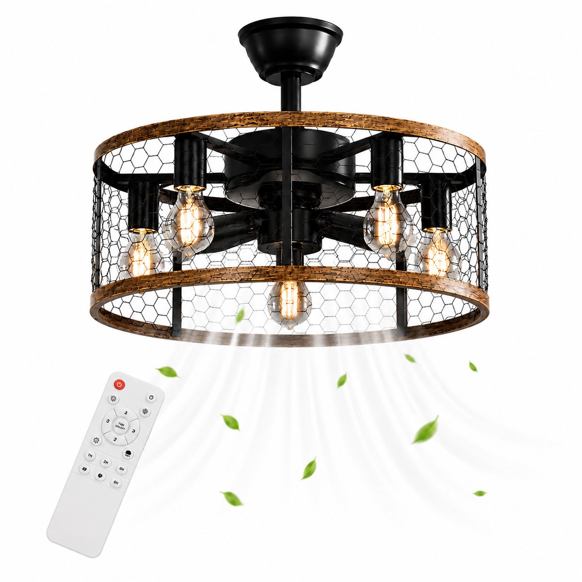 WERYOU® illuminAIR Plafondventilator - Plafonniere - Plafondventilator met Afstandsbediening - Plafondlamp - Plafond ventilator met Verlichting - Ventilator lamp