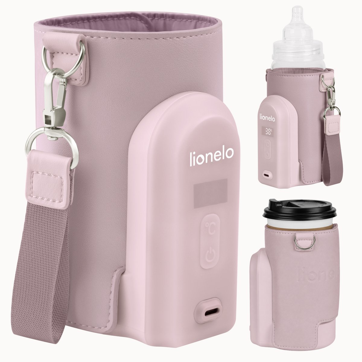 Lionelo Thermup Go Evo Flessenwarmer - Mobiel - 5 Temperatuurniveaus - USB-C Opladen - Tot 9 Uur Warmte - Geschikt voor Glas en Plastic