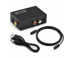 DrPhone OptiLink Audio Converter – Digitaal naar Analoog – Toslink/Coaxiaal naar RCA – DAC – Zwart