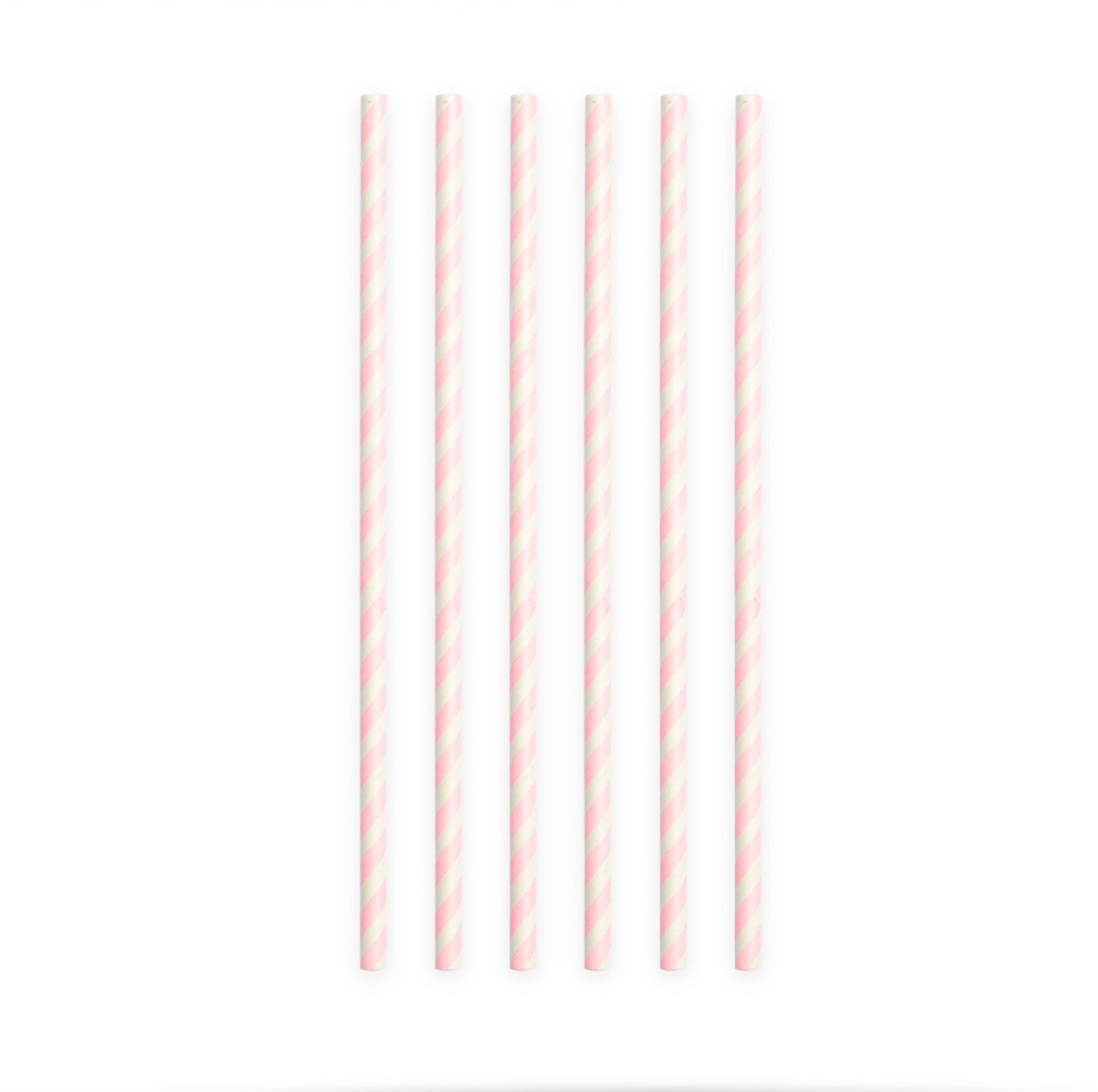 40 Papieren Rietjes Gestreept Babyroze - 6mm x 197mm - Set van 2 Pakjes (40 stuks) - Babyshower meisje, kraamfeest & geboorte