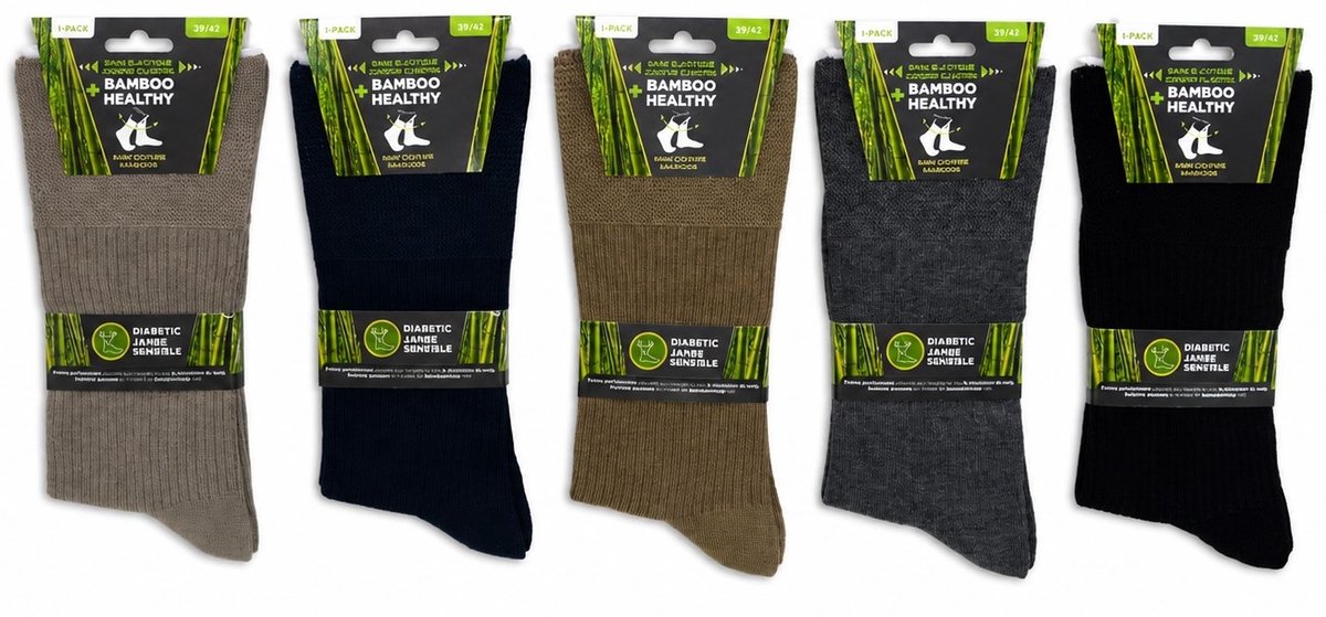HEREN BAMBOO KOUSEN - ZONDER ELASTIEK - NAADLOOS - GEZONDHEIDSSOK- HEALTHY SOCKS - 43/46 - 4 PAAR - BEIGE