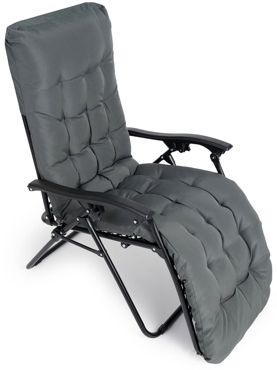 909 Outdoor Premium ligstoel met kussen - 1 pack - 165x65x113 cm - 110kg belasting - Antraciet