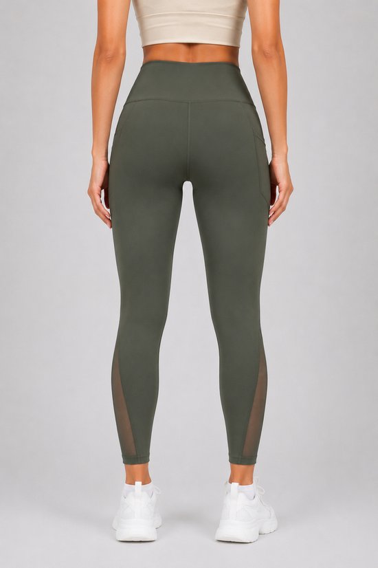 SparkNine Meshtone Sportlegging - XL - groen - mesh details & handige zakken - sportbroek - ademend & stijlvol - elastisch - squatproof — afbeelding 5