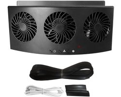 Autozonneventilator, Zomer Koeler, Mini Uitlaatventilator Met 3 Luchtuitlaten, Zwart
