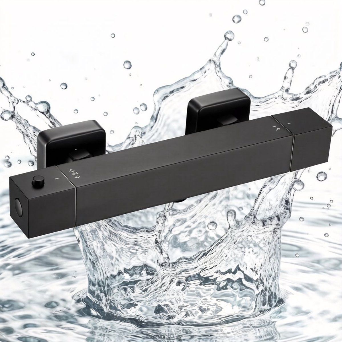 Auralum Max Thermostatische Douchekraan - 15 cm - Waterbesparend - Vierkant Douchemengkraan - Met CoolTouch Technologie - Douchethermostaatkraan - Zwart
