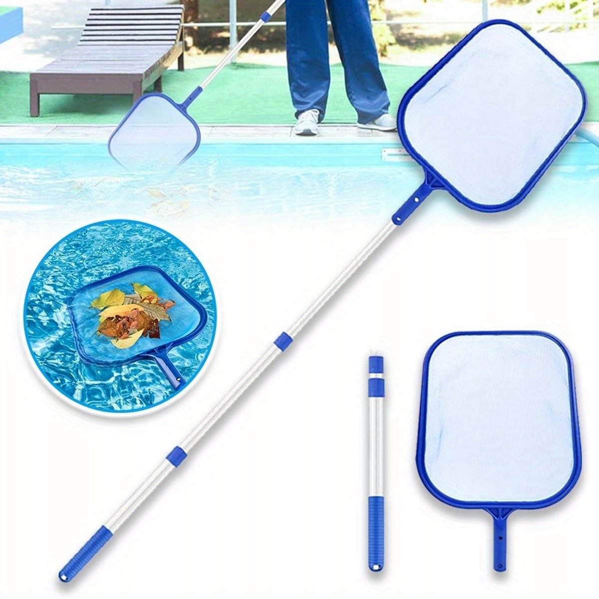 Zwembadaccessoires Zwembad Netten Vangnetten Zwembadmatten - Netten Zwembad Netten Met Telescopische Stang - Accessoires Zwembadnet Zwembadbladen Voor Spa's Zwembad En Modder