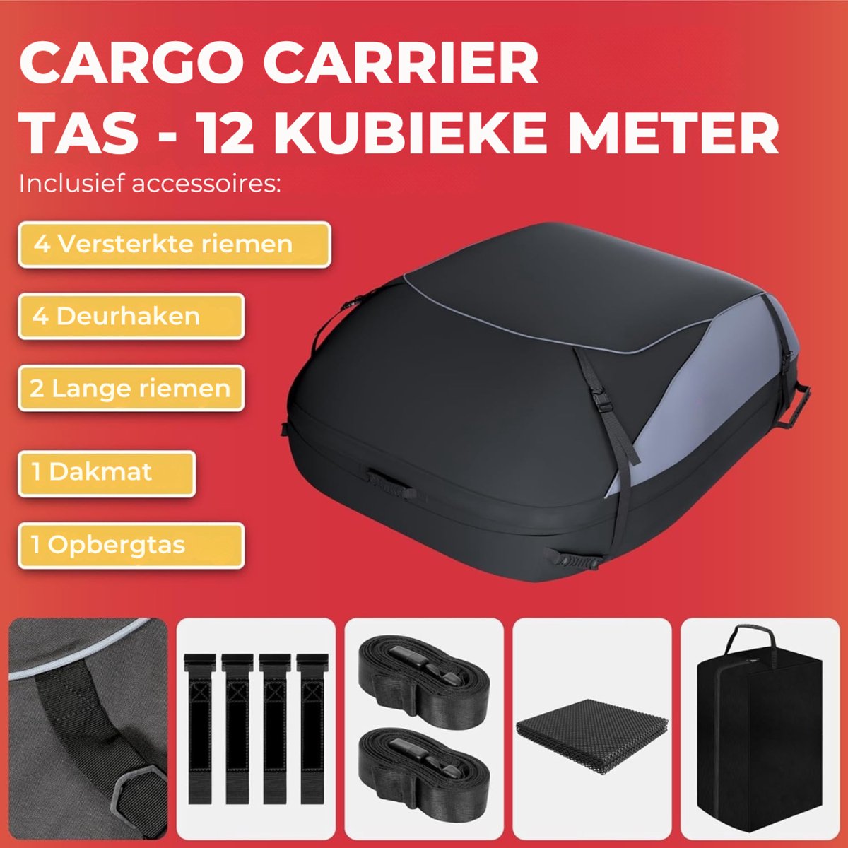 SNJY® Dakkoffer - Daktas - Dakkoffers - 400 Liter - 104L x 90B x 43H cm - Zwart – foto 4