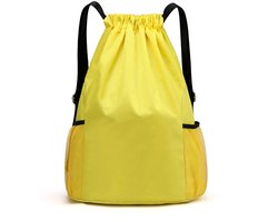 Rugzak - Rugzak met trekkoord - Sporttas - Waterafstotende gymtas van Oxford-stof - Marineblauw - 47x38x18cm - Outdoor rugzak voor strand, school, yoga en reizen - geel