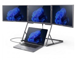 Triple Portable Monitor Surround 14" - Full HD Draagbare monitor met USB-C & HDMI - Tri screen - Plug & Play - Incl. Draagtas