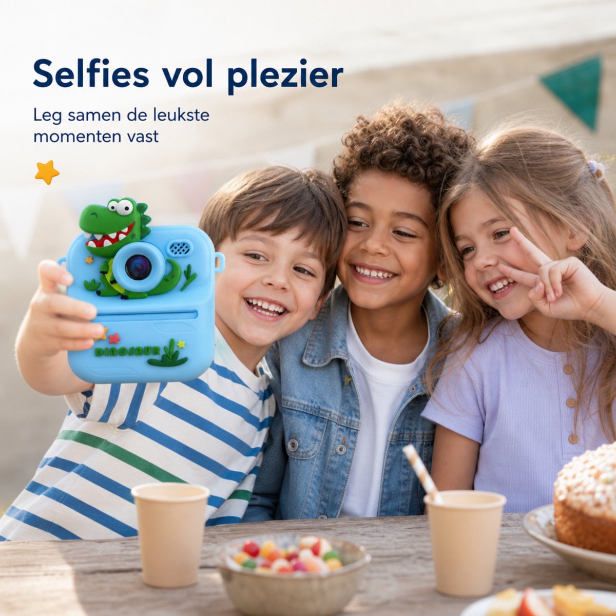 Boncy® Digitale Kindercamera met Foto Printer - Instant Print Kinder Camera - Dinosaurus Fototoestel voor Kinderen Jongens & Meisjes - Digitaal Kindercamera's Speelgoed - Dino Fotocamera 48MP - Fotoprinter Speelgoedcamera Pocket Printer Blauw – foto 7